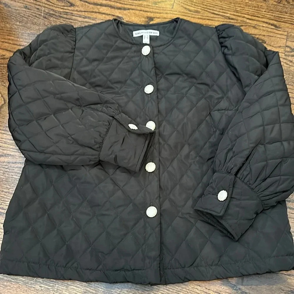 GIRL WITH CURVES Quilted Jacket with Gold/Pearl Buttons Puff sleeve Size XS - Picture 5 of 10